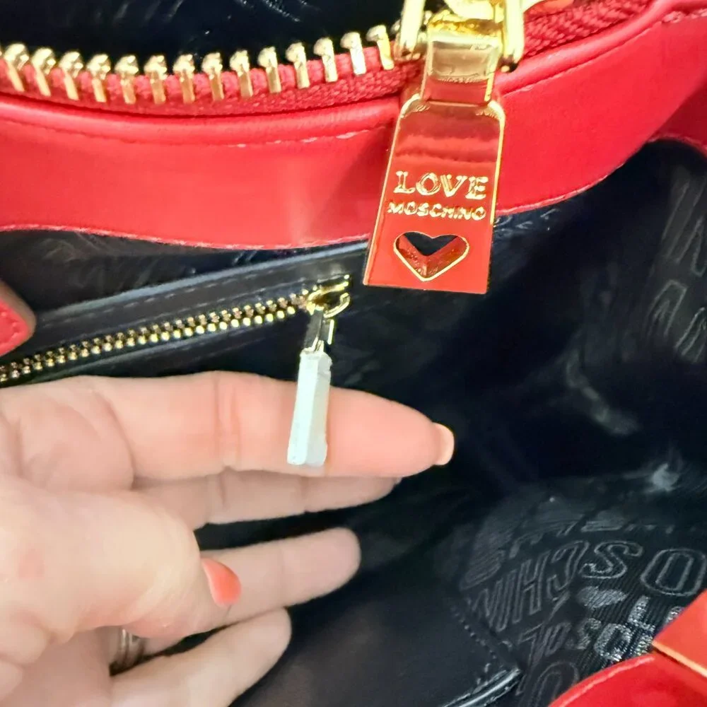 Love Moschino Red Vegan Leather Bag with Gold Hardware Worn Once - Picture 5 of 17